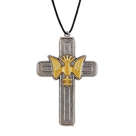 Silver Tone Dove Necklace Confirmation Gift for Teenage Girls, Holy Spirit Pendant 2 Inches, Cord 20 Inches