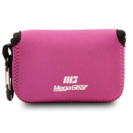 MegaGear MG1032 Ultra Light Neoprene Case with Carabiner for Panasonic Lumix DMC-LX10 Camera - Hot Pink