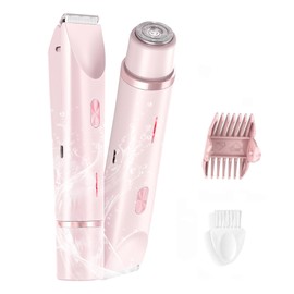 Bokynu 2-in-1 Women's Electric Shaver, Waterproof Cordless Bikini Trimmer & Body Razor, Dual Head Pain-Free Design, Pink Galaxy (2025)