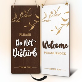 Woodamore Do Not Disturb Door Hanger Sign - Welcome Please Knock Sign For Door Changeable, Wood Meeting In Progress Door Sign For Office, Bedroom