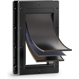 3-Flap Dog Door, Doggy Doggie Door, Cat Door for Install in Interior and Exterior Doors or Wall, Insulation Layer, 2 Magnetic Flaps, Closing Panel, Never Rust, for Pets Up to 45lb (Medium)