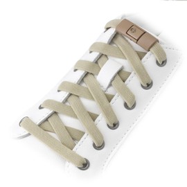 Yusimu Elastic No Tie Shoe Laces for Adults & Kids | Quick Lock Metal Buckles | 7mm Flat Stretch for Trainers & Boots | Tieless Replacement Laces for Running, Gym & School - Khaki