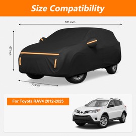 BIGACOVER Car Cover for Toyota RAV4 2012-2025 XA30 XA40 XA50 Waterproof PEVA Cotton Lining Outdoor Cover Windproof UV Protection with Door Zipper & Wind Straps
