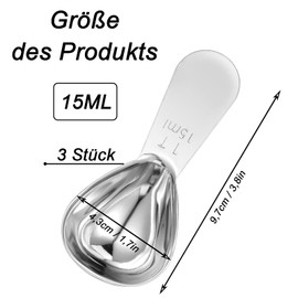 Stainless Steel Coffee Spoon Scoop, 15 ml Coffee Spoon Scoop, Pack of 3 Stainless Steel Coffee Spoons with Short Handles, Reusable Silver Coffee Measuring Spoon with Short Handles, for Coffee