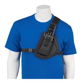 HOLSTERGUY RCH-100 Radio Chest Harness Chest Pack Shoulder Radio Holster with Single Radio Pouch for Motorola Handheld Two-Way Radios and Walkie Talkies RCH-100 Made in USA Black