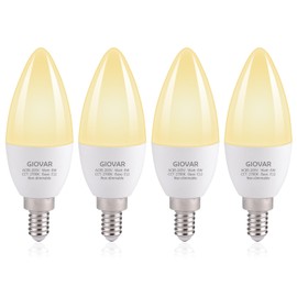 GIOVAR Candelabra LED Light Bulbs, 60 Watt Equivalent, SOFE White 2700K, Light Bulbs for Chandelier/Wall Sconces Small Base, 120V, Type B, Non-Dimmable, Pack of 4