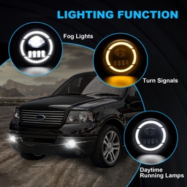 SINYATO INDUST Ultra-Bright LED Fog Lights with DRL and Turn Signals Fit for 2005 2006 2007 2008 Ford F150, 2006-2010 Lincoln Mark LT, Front Driving Fog Lamps Assembly, DOT Certified - 1 Pair