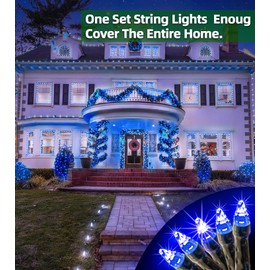 1500 LED 492ft Outdoor Christmas Lights Decorations, Green Wire LED String Lights with Timer Memory, Twinkle Lighs for Indoor Outdoor Party, Tree Wedding, Garden, Patio (Blue)