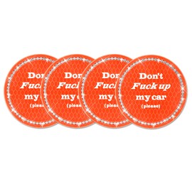 Lyxheth 4PCS Bling Car Cup Holder Coaster, Cup Holder Insert, 2.75 Inch Auto Cup Holders Insert Coaster, Car Accessory Silicone Anti-Slip Crystal Rhinestone Drink Cup Mat for Women (Tangerine, 4PCS)