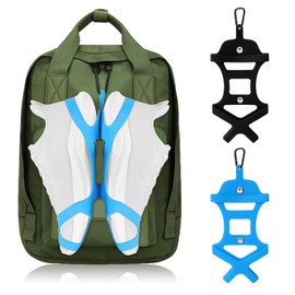 Shoe Holster for Backpack, takyu Shoe Holder with Backpack Clips for Bag, Shoe Clips Sports and Outdoor Accessories for Climbing Trip Fit Most Shoes (Black+Blue/2PCS)