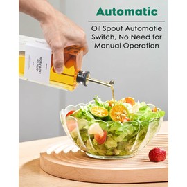 Olive Oil Dispenser For Kitchen, Glass Oil Bottle 500ML Oil And Vinegar Dispenser Set Of 2, Cooking Oil Dispenser With 2 Stainless Steel Pourers & 44 Labels, Soy Sauce Dispenser, Coffee Syrup Bottles