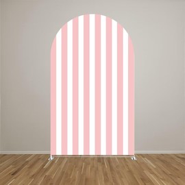KONPON Pink Stripes Arch Stretchy Covers for Birthday Party Decoration Strawberry Theme Arched Stand Cover Baby Shower Favors Props(Only Cover)