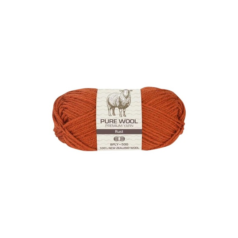 Yatsal Premium 3-Ply Pure Wool Yarn 50 g, Rust
