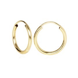 My Gold Leyla Women's / Girls' Creole Earrings Gold 333/585 Real Yellow Gold (8/14 Carat) Diameter 15 mm Gold Earrings, Yellow Gold, No Gemstone