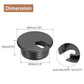 sourcing map 2 x Cable Hole Cover 38 mm/1-1/2 Inch ABS Workplace Cable Wire Cord Eyelet Cable Guide for Office Computer Workplace Wire Organiser Black