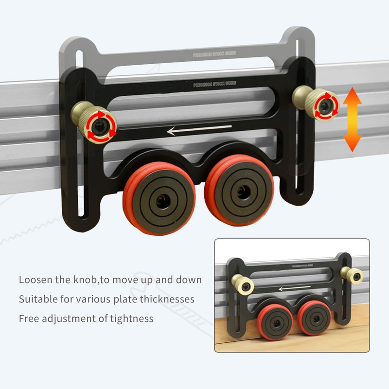 Double Wheel Bearing Roller with Sliding Blocks Table Saw Guide