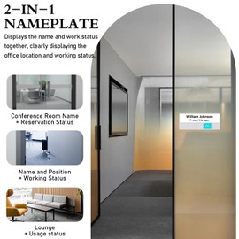 Office Status Sign With 5 Options, Do Not Disturb/Please Knock/In A Meeting/Out of Office/Working Remotely, Magnetic Slider Sign for Any Room,Name Plate For Desk/Doors/Cubicle Wall With Stand-Silver