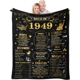 Neuturs 75th Birthday Gifts for Women, 75th Birthday Gifts for Men, 75th Birthday Gifts Blanket, Best Gifts for 75 Year Old Woman Man, Happy 1949 75th Birthday Gift Decorations Throw Blanket 60"X50"