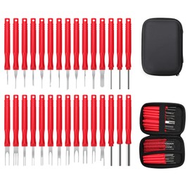 Pin Tool Car Set, 30 Pieces Terminal Removal Removal Tool for Car, Terminal Removal Tool Set, Car Cable Plug Removal Tool (Red)