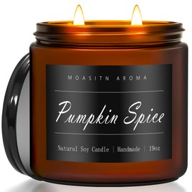 MOASITN Pumpkin Spice Large Heavenly Scented Candles for Home|19oz 100h Long Lasting Clean Burn|Natural Soy Aromatherapy Candle|2 Wick Jar Candle for Women,Men as Relaxing,Birthday,Housewarming Gifts