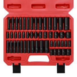 Focus tool 50PCS 1/4" Drive Master Impact Socket Set  6-Point SAE/Metric 5/32 Inch