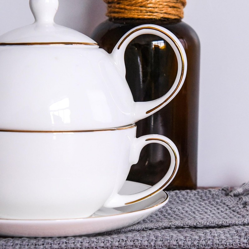 YBK Tech Ceramic Tea for One Set, 12oz Teapot and