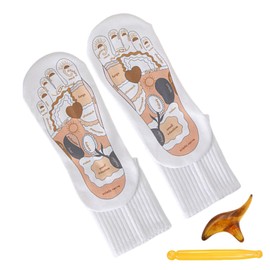Pressure Point Socks,Feet Relaxing Chart Sock And Massage Stick Set - Body Relaxation Tool for Home, Massage Shop, Gym, stadium, Yoga Room