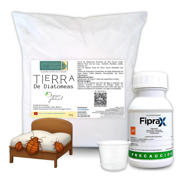 Kit Diatomeas Fiprax Insecticida Veneno Chinches Cucarachas - Producto Original
