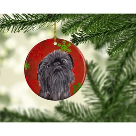 Caroline's Treasures Brussels Griffon Red Snowflakes Holiday Ceramic Ornament Christmas Tree Hanging Decorations for Home Christmas Holiday, Party, Gift, 3 in, Multicolor
