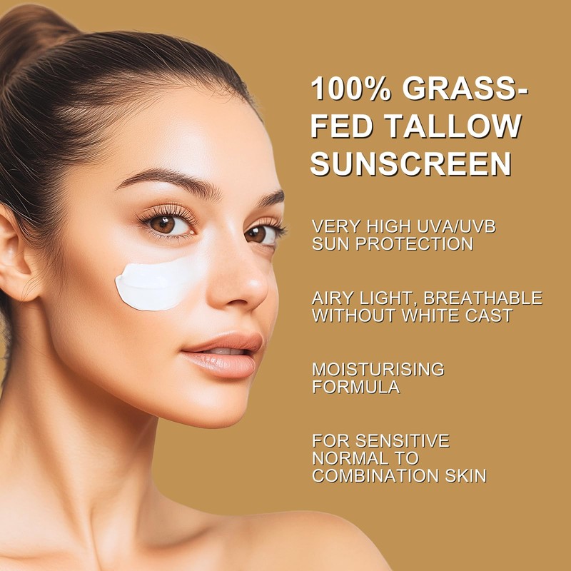 Beef Tallow Sunscreen SPF 50+, Organic Sun Cream, Tallow Balm