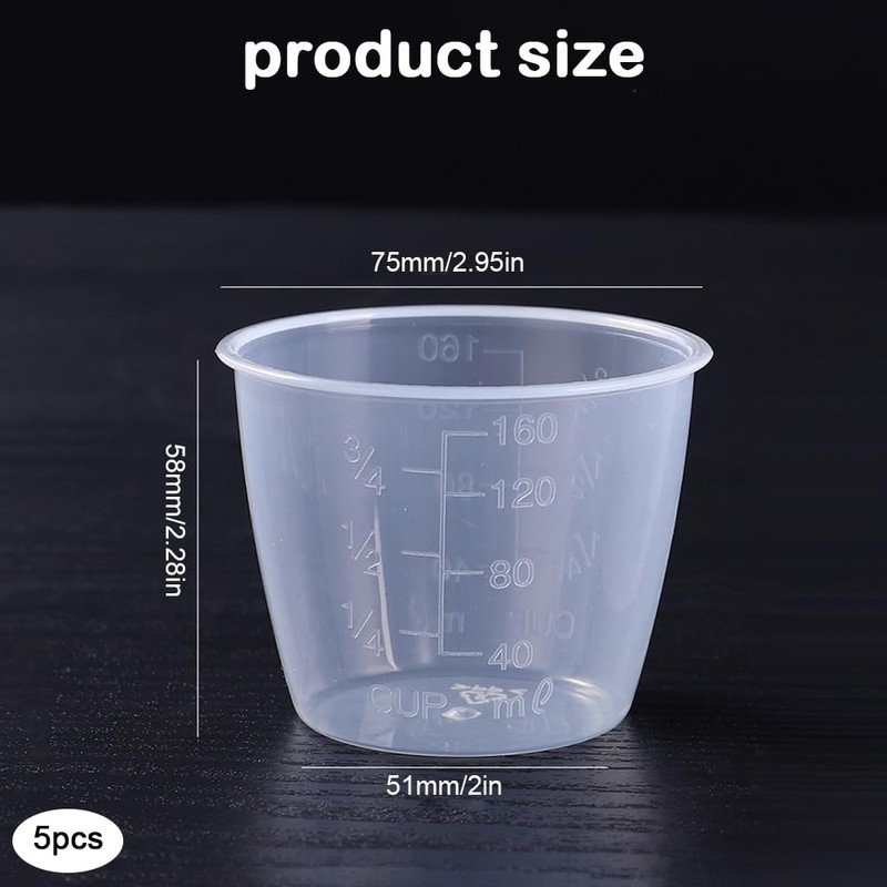 5PCS Plastic Transparent Rice Measuring Cups ，160 ml for Rice