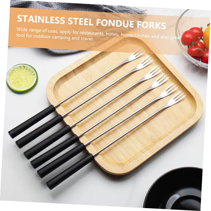 Ciieeo 6Pcs Stainless Steel Fondue Forks Household Dipping Forks with