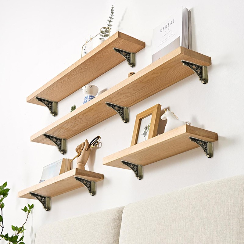 Chinflly Adjustable Glass Floating Shelf Brackets,2 PCS Antique Glass Shelf