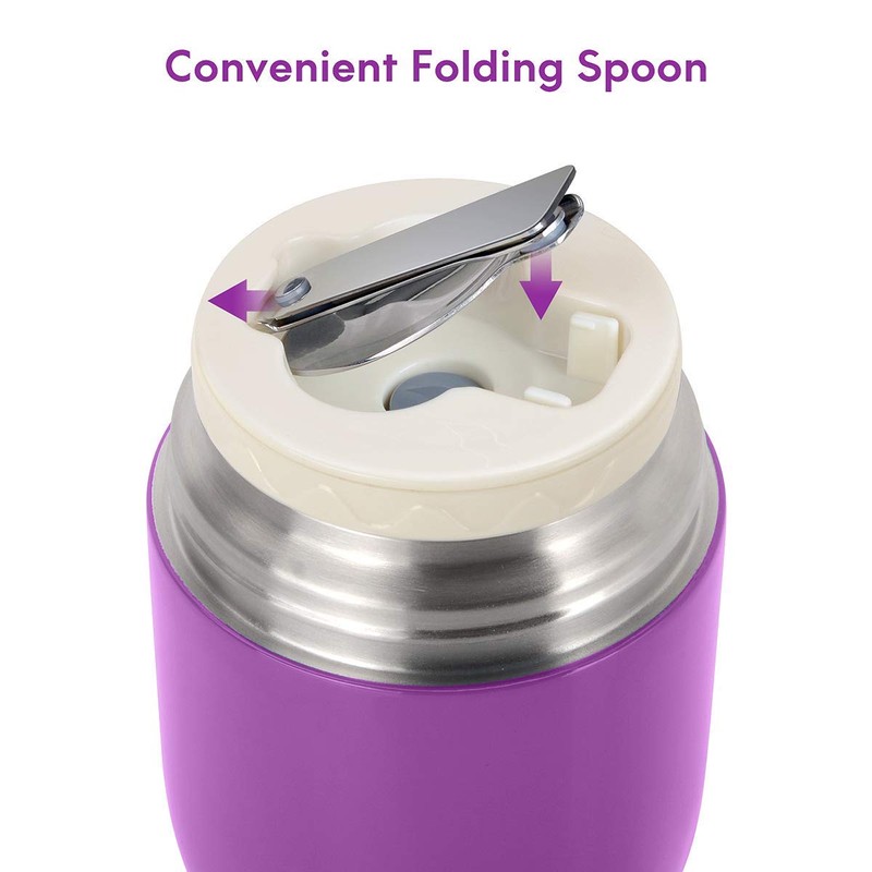 WayEee Food Flask, Stainless Steel King Food Jar with Folding