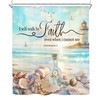 Riyidecor Beach Bible Verse Shower Curtain Hawaiian Ocean Coastal Lighthouse