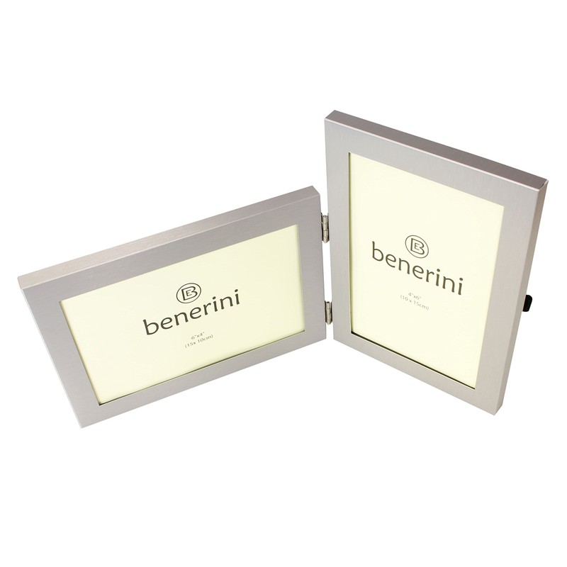 benerini Brushed Aluminium Satin Silver Colour Twin 2 Picture Double