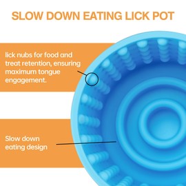 Dog Slow Feeder Lick Bowl, Anxiety Relief Dog Licking Mat Treat Dispenser, Non-Slip Anti-Choking Slow Eating Dog Lick Bowl for Small Medium and Large Breed Dogs, BPA Free Silicone (M-L)