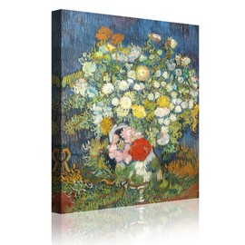 IPIC - Bouquet of Flowers in a Vase, Vincent Van Gogh Art Reproduction. Giclee Canvas Prints Wall Art for Home Decor 24#F(24X30)