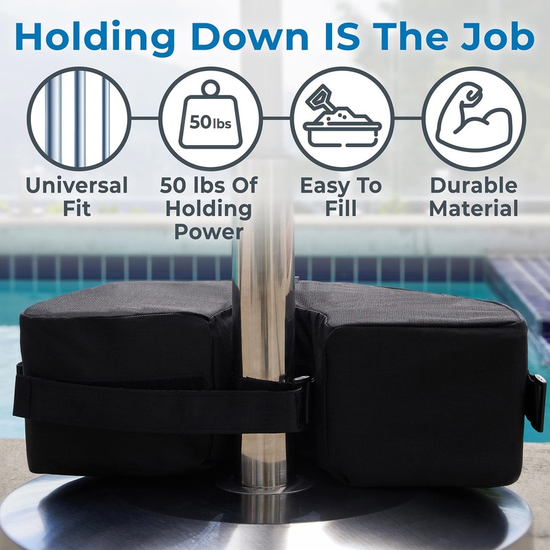 Gravipod Half-Round Umbrella Base Weight Bag - Sand-Fillable Weight for