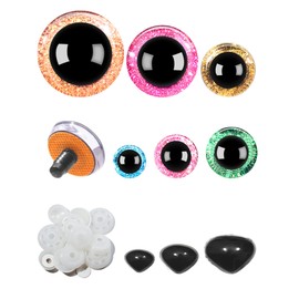 NETONDA Pack of 90 12-30 mm Safety Eyes and Safety Noses Glitter Safety Eyes Crochet Animals Plastic Dolls Eyes for DIY Dolls, Bear Crafts, Crochet Toy Making