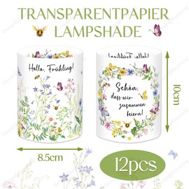 12 Lantern Table Decoration, Spring Decoration, Indoor, Butterflies Flowers Decoration, Spring Decoration, Green, Beautiful That We Celebrate Together, Party Decoration Table Set, Suitable for Tea