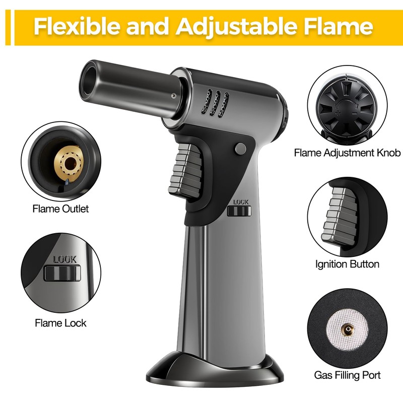 Butane Torch, Refillable Kitchen Cooking Torch Lighter