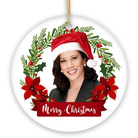 Kamala Harris Merry Christmas in Christmas Wreath Ornament