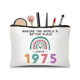 CoCoCherry 50th Birthday Gifts for Women - 50th Birthday Gifts Cosmetic Bags, Funny 50th Birthday Gifts for Women Makeup Bag, 50th Birthday Ideas（1975）