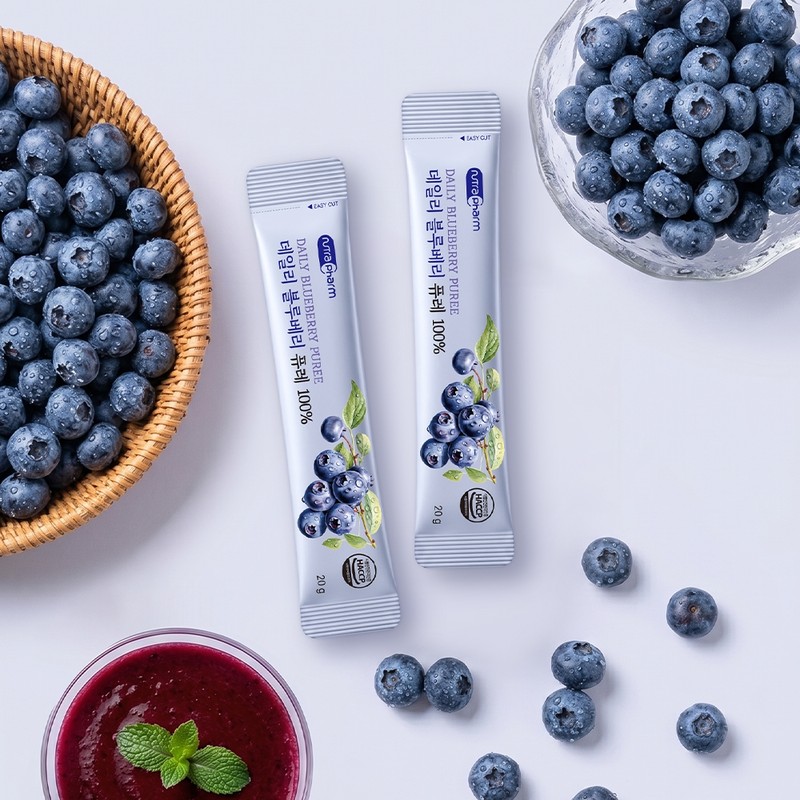 Nutra Farm Blueberry Puree 100% Juiced Liquid Sticks 14 Packets,