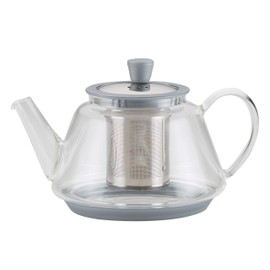 BonJour Silver Borosilicate Teapot, 1 Piece, Glass with Metallic Detailing