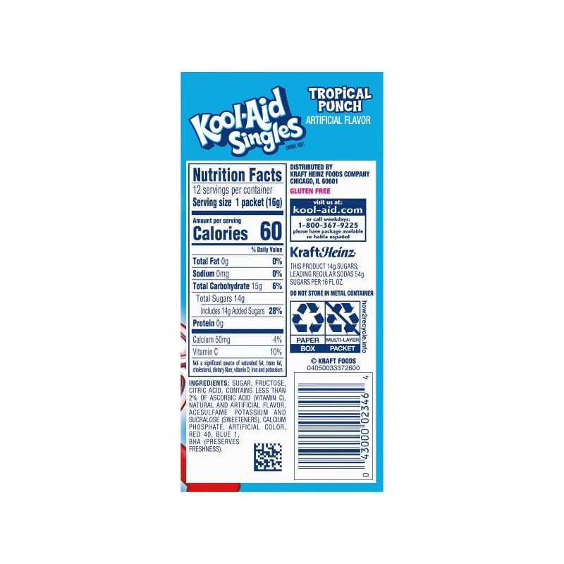 Kool-Aid Tropical Punch Drink Mix Singles, 12Ct (Pack of 2)