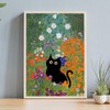 Sarademama Art Poster Black Cat 20x30cm A4 Size Cafe Interior