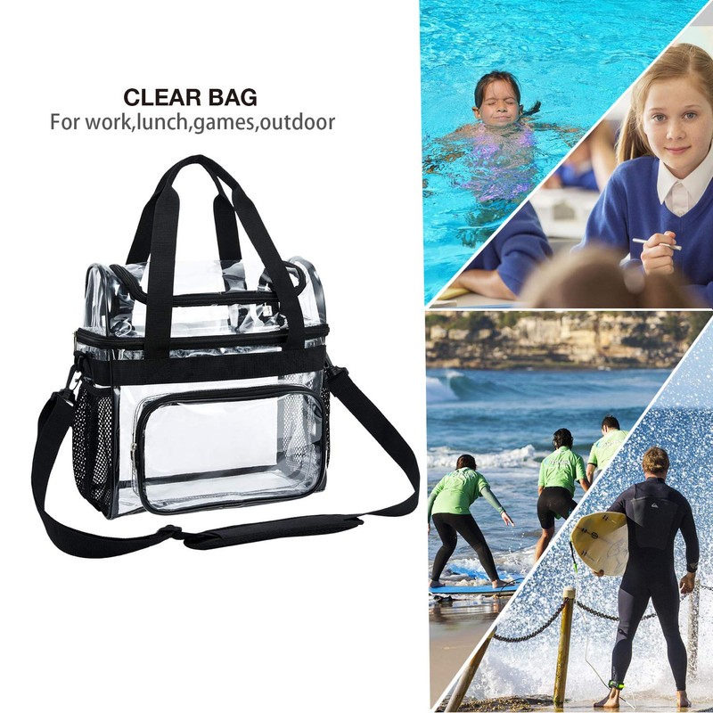BORMELUN Clear Lunch Bag women Heavy-Duty Tote, Handle Shoulder for
