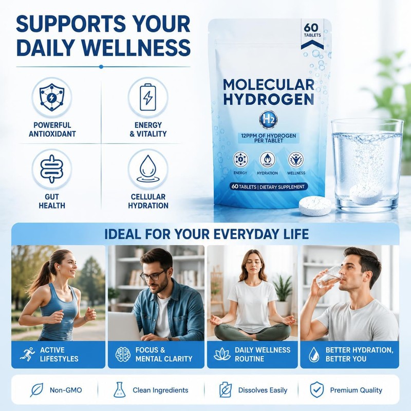 EDENVIA Molecular Hydrogen Water Tablets, Boosts Energy & Reduces Fatigue,